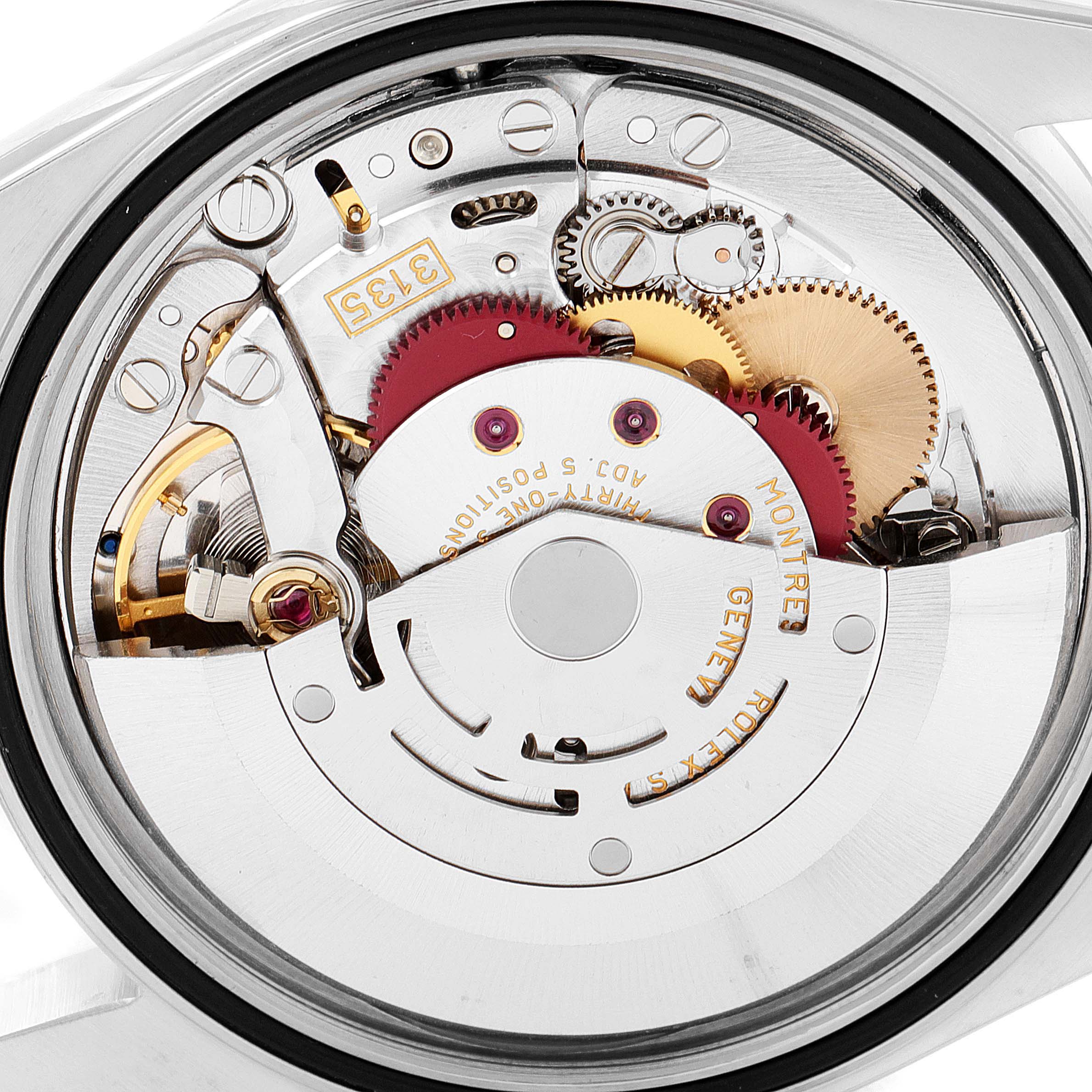 This image shows the intricate internal mechanism of a Rolex Datejust 16234 Men's Stainless Steel Silver Dial 16234 Men's Stainless Steel Silver Dial watch, taken from the back with the case opened.