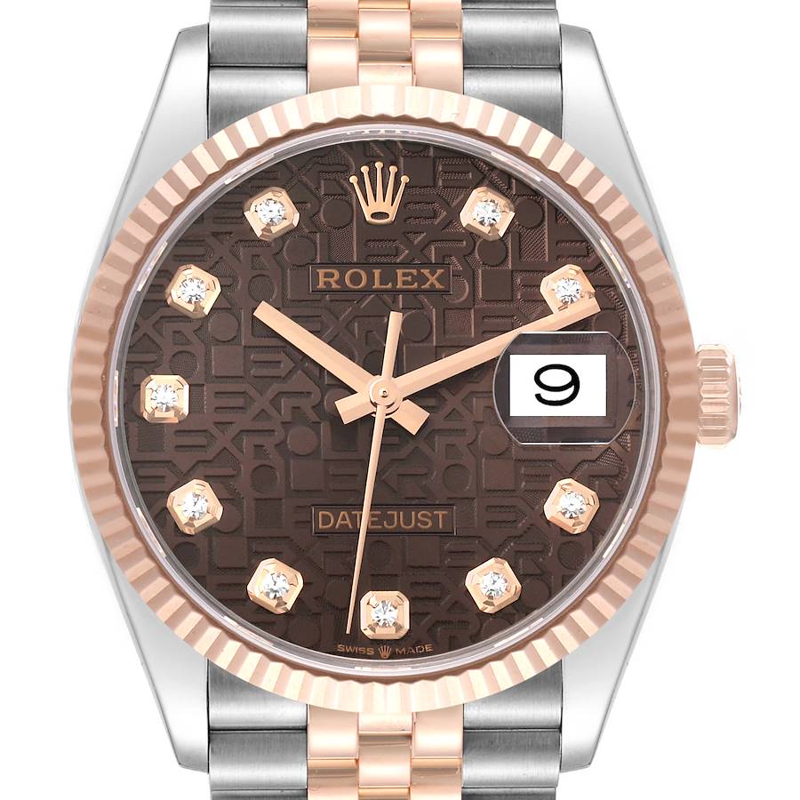 Rolex Datejust Chocolate Anniversary Steel Rose Gold Diamond Mens Watch 126231 SwissWatchExpo