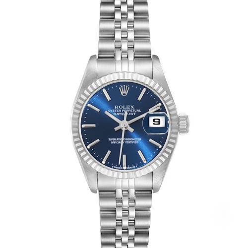 Photo of Rolex Datejust Steel White Gold Blue Dial Ladies Watch 69174 Box Papers
