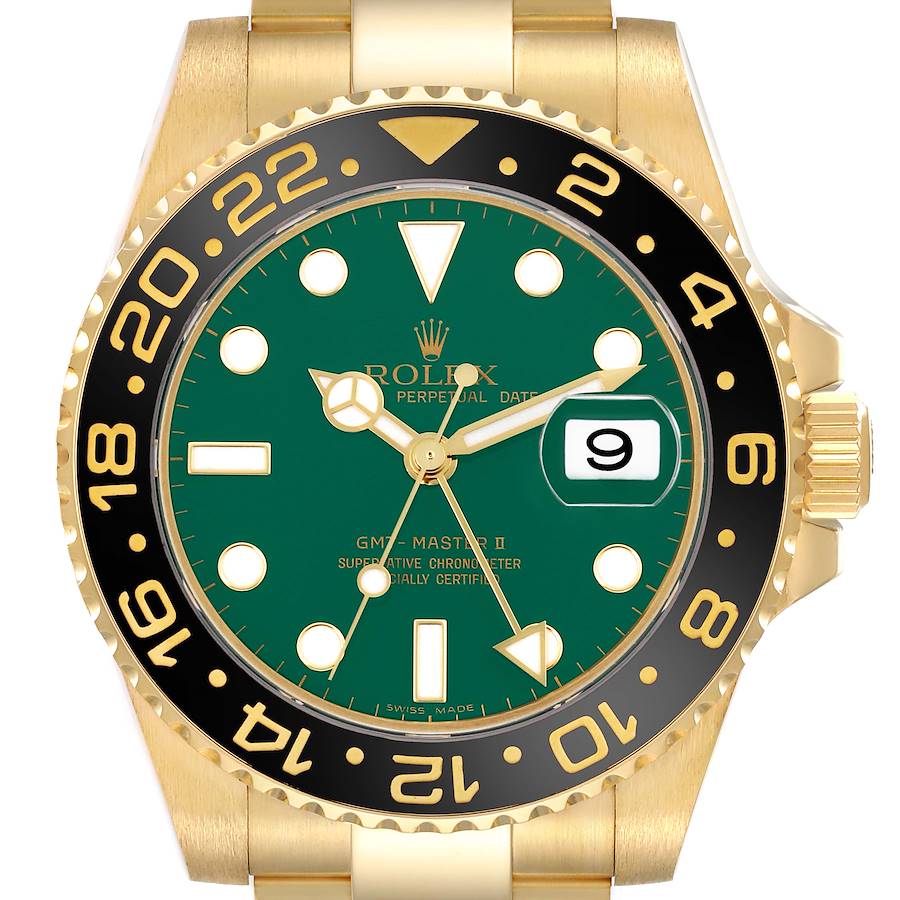 The Rolex GMT-Master II watch is shown from the front, highlighting the dial, bezel, and part of the bracelet.