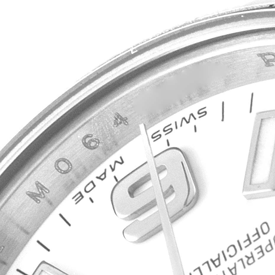 This image shows a close-up of the dial and bezel area of a Rolex Oyster Perpetual 176210 Women's Stainless Steel White Dial 176210 Women's Stainless Steel White Dial watch, highlighting the "Swiss Made" marking and hour markers.