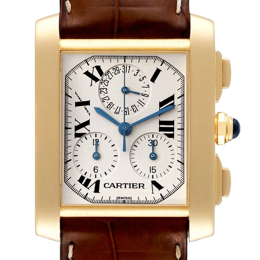 Cartier Tank Francaise Chronograph 18K Yellow Gold Mens Watch W5000556 SwissWatchExpo