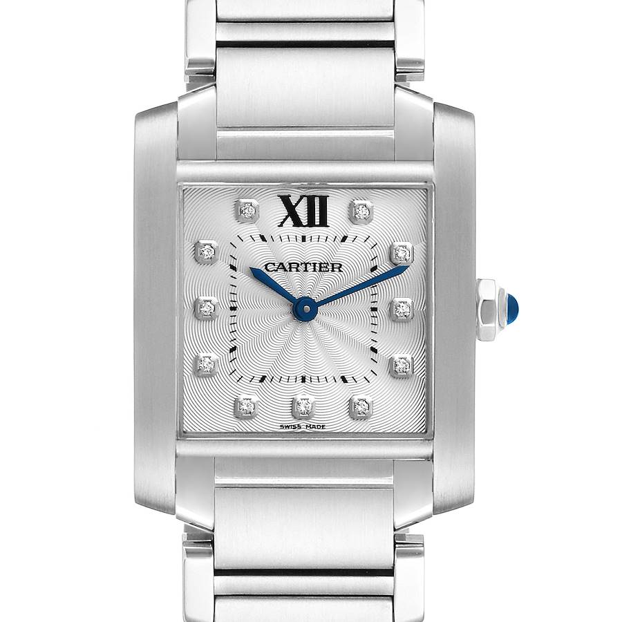 Cartier Tank Francaise Midsize Diamond Steel Ladies Watch WE110007 SwissWatchExpo