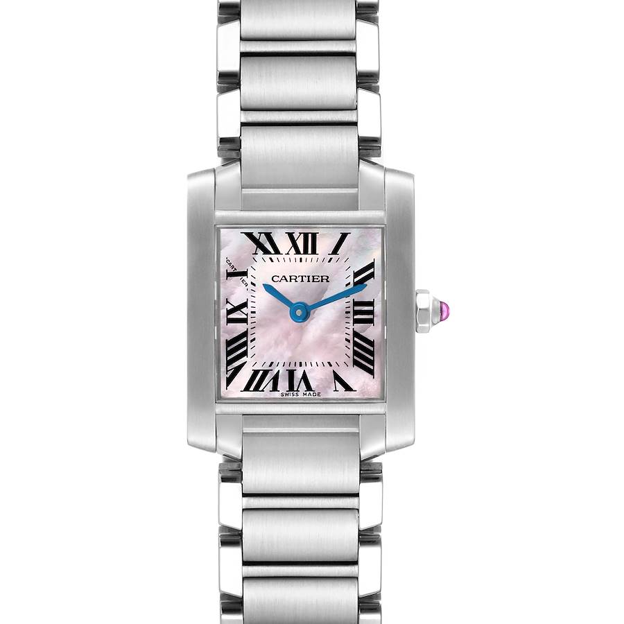Cartier Tank Francaise Pink Mother Of Pearl Dial Steel Ladies Watch W51028Q3 SwissWatchExpo