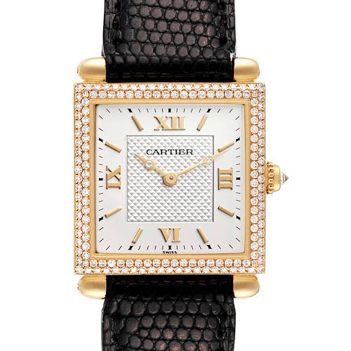 Photo of Cartier Tank Obus 18k Yellow Gold Diamond Silver Dial Ladies Watch WB800351