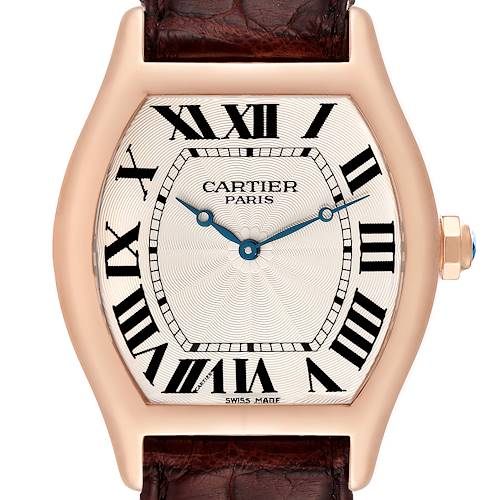 Photo of Cartier Tortue XL Silver Dial 18K Rose Gold Mens Watch 2763