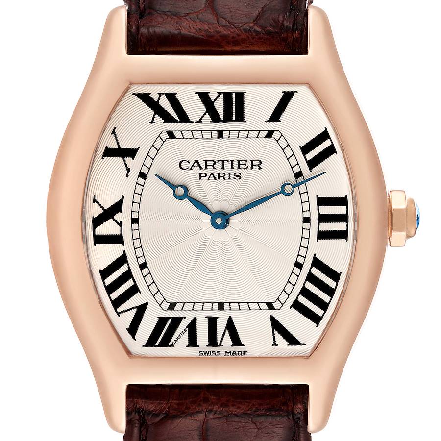 Cartier Tortue XL CPCP Collection Rose Gold Silver Dial Mens Watch 2763 W1546051 SwissWatchExpo