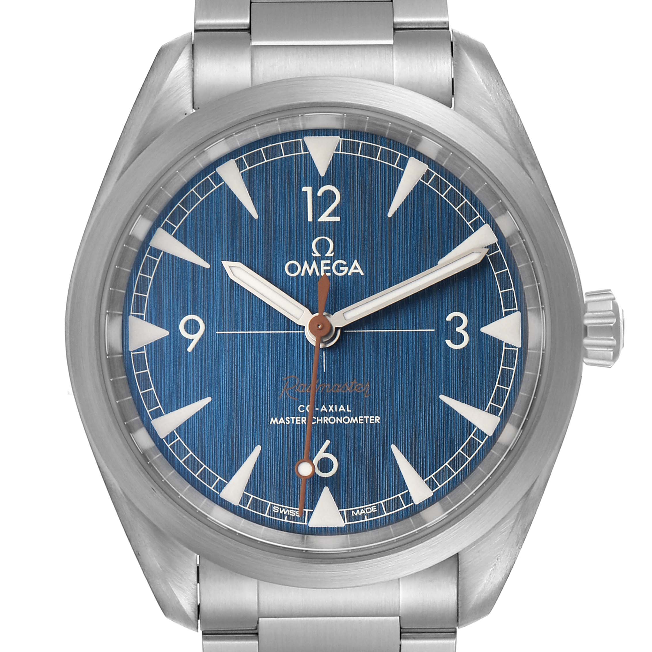 The image shows a front view of the Omega Seamaster 220.10.40.20.03.001 Men
s Stainless Steel Blue Dial 220.10.40.20.03.001 Men
s Stainless Steel Blue Dial watch featuring its blue dial and stainless steel bracelet.