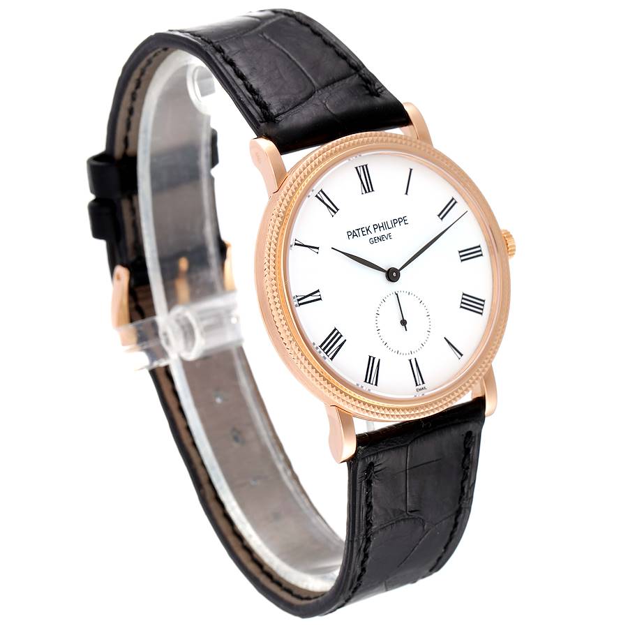 Patek Philippe Calatrava 18k Rose Gold White Dial Mens Watch 5116 5116R