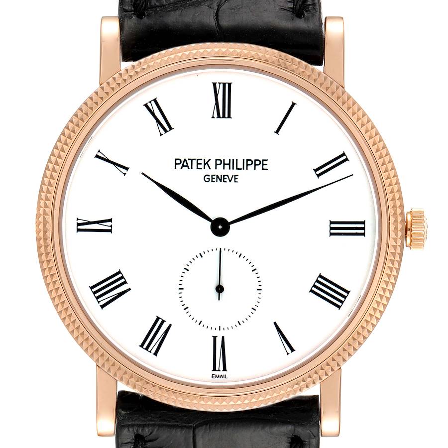 Patek Philippe Calatrava 18k Rose Gold White Dial Mens Watch 5116 SwissWatchExpo