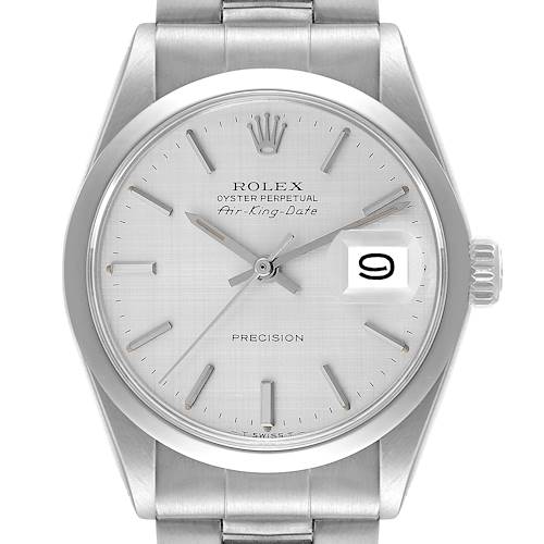 Photo of Rolex Air King Date Stainless Steel Silver Linen Dial Vintage Mens Watch 5700