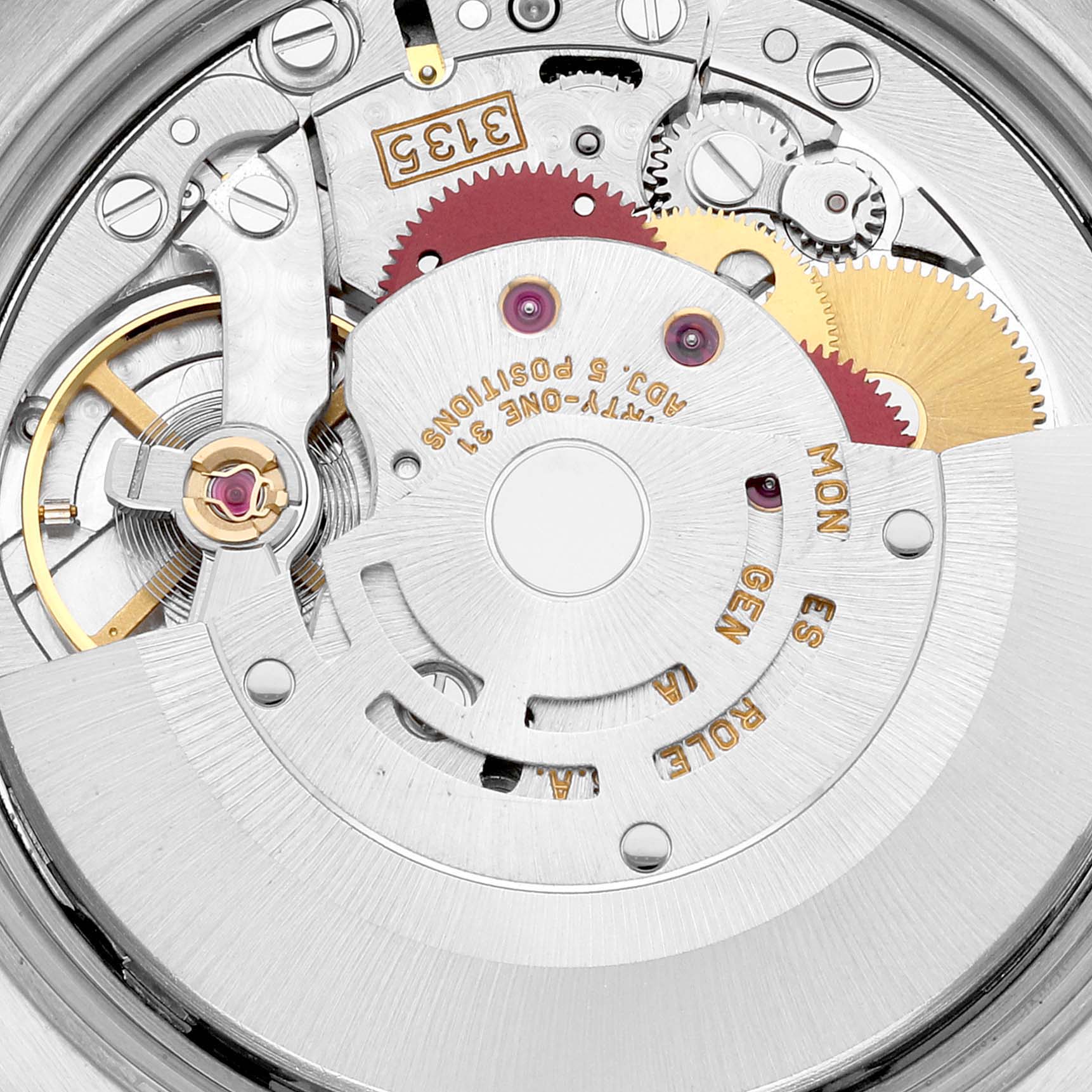 This image displays the internal movement mechanism of the Rolex Date 15200 Men's Stainless Steel Blue Dial 15200 Men's Stainless Steel Blue Dial model watch from an overhead angle.