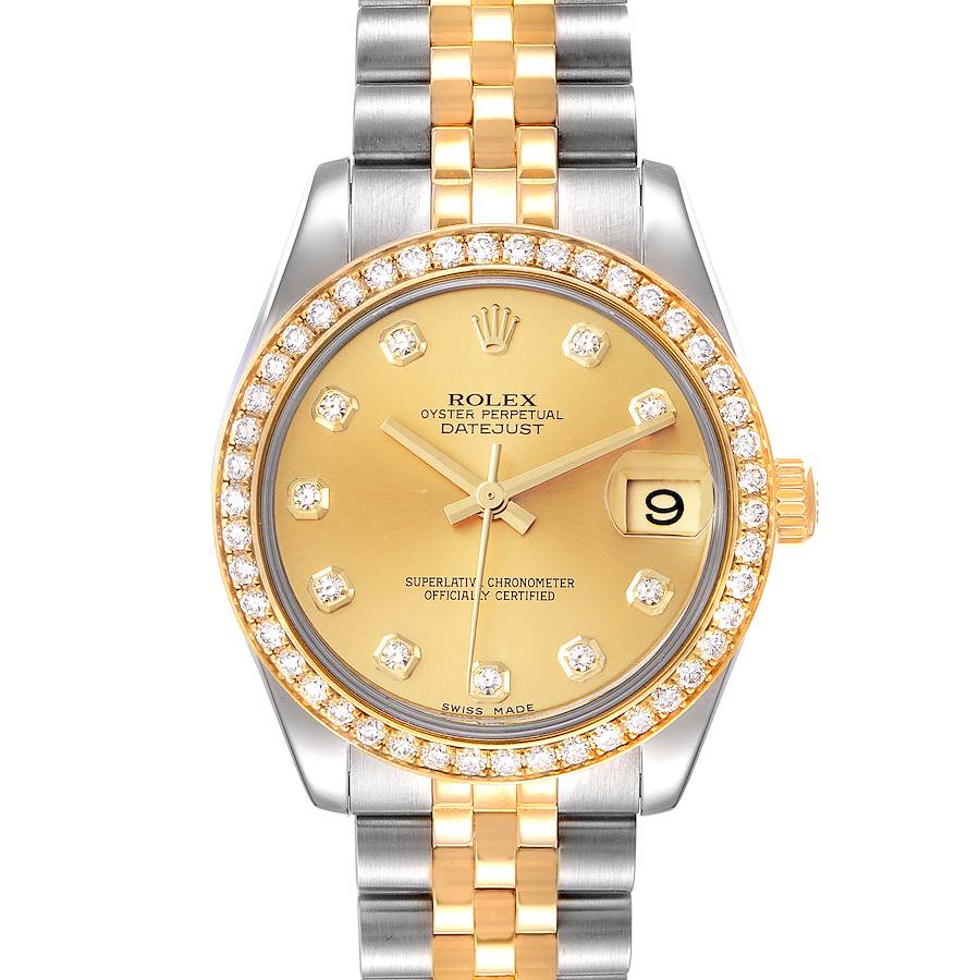 Rolex Datejust 31 Midsize Steel Yellow Gold Diamond Ladies Watch 178383 SwissWatchExpo