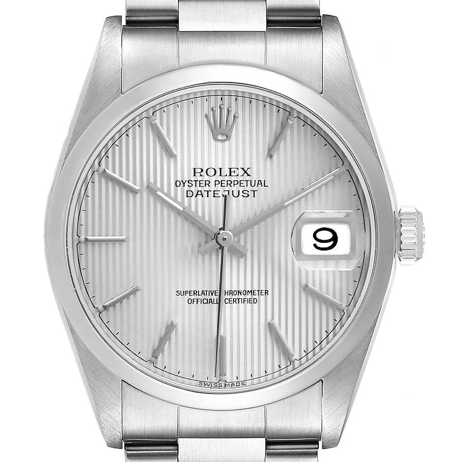 NOT FOR SALE Rolex Datejust 36 Silver Baton Tapestry Dial Steel Mens Watch 16200 PARTIAL PAYMENT SwissWatchExpo