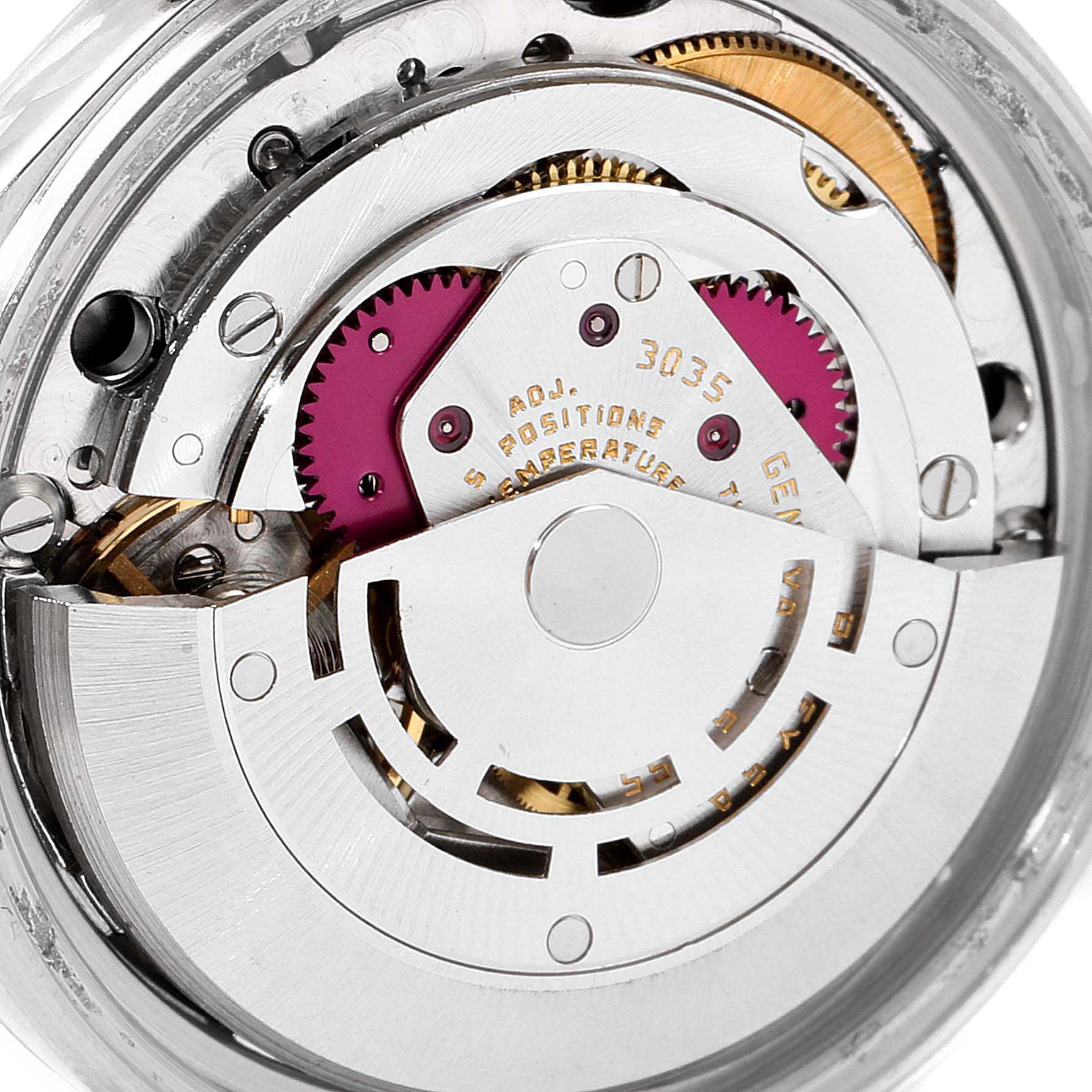 The image shows the intricate internal movement mechanism of the Vintage Collection model by Rolex.