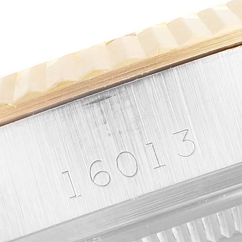 This is a close-up view of the case reference number on the Rolex Vintage Collection 16013 Men's Steel and Gold (two tone) Champagne Dial 16013 Men's Steel and Gold (two tone) Champagne Dial model 16013 watch.