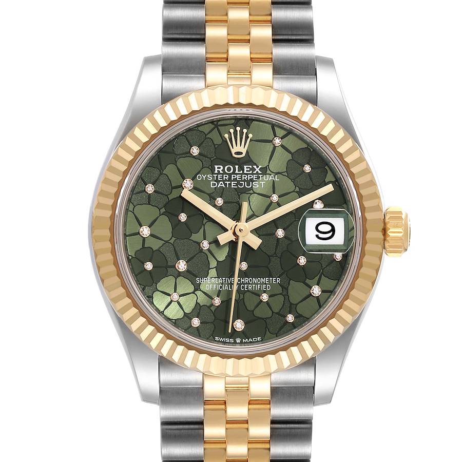 Rolex Datejust Midsize Steel Yellow Gold Floral Diamond Dial Ladies Watch 278273 Unworn - ADD 2 LINKS SwissWatchExpo