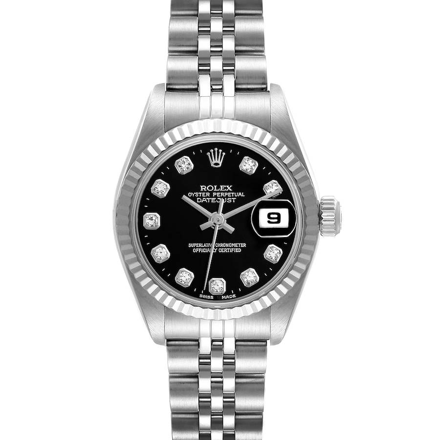 Rolex Datejust Steel White Gold Black Diamond Dial Ladies Watch 79174 SwissWatchExpo
