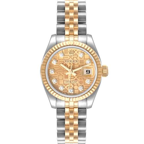 Photo of Rolex Datejust Steel Yellow Gold Anniversary Diamond Dial Ladies Watch 179173