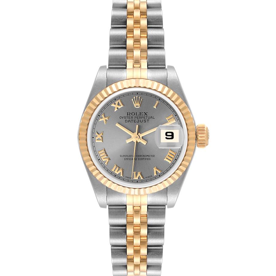 Rolex Datejust Steel Yellow Gold Slate Roman Dial Ladies Watch 69173 SwissWatchExpo