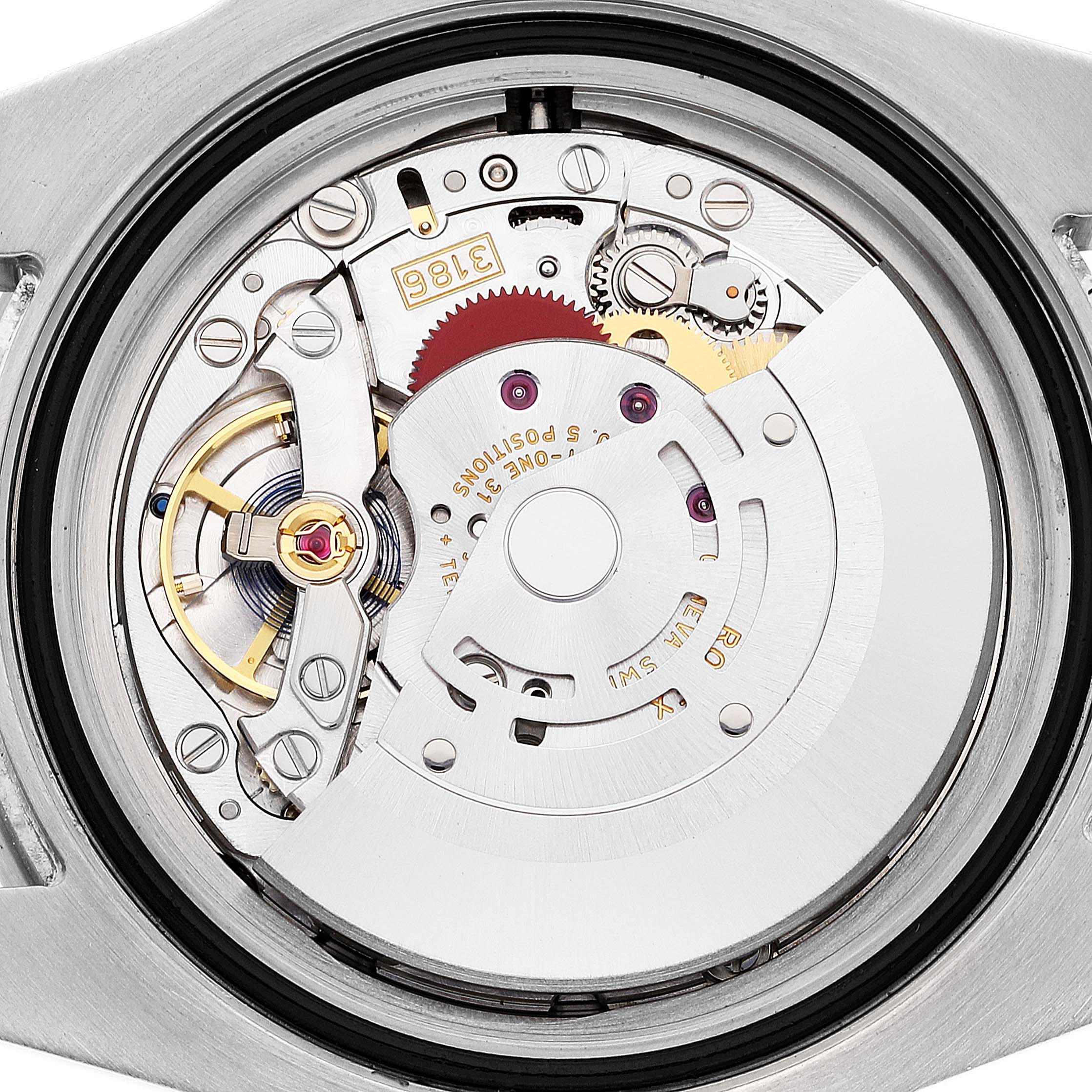 This image shows the internal mechanical movement of a Rolex GMT-Master 116710 Men
s Stainless Steel Black Dial 116710 Men
s Stainless Steel Black Dial watch from a rear view angle.