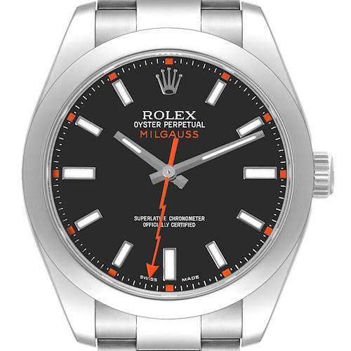 Photo of Rolex Milgauss Black Dial Steel Mens Watch 116400 Box Card