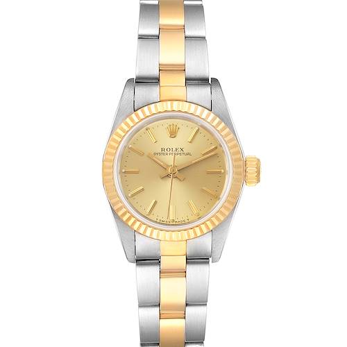 Photo of Rolex Oyster Perpetual Fluted Bezel Steel Yellow Gold Ladies Watch 67193 Box Papers