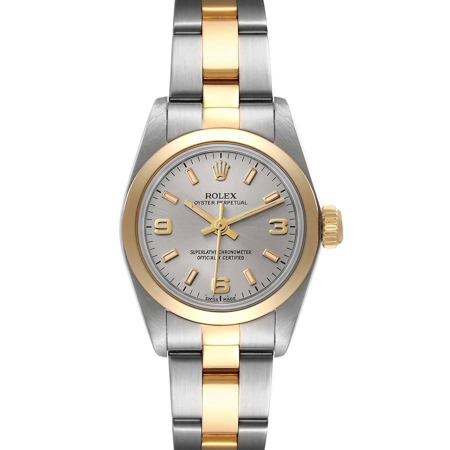 Rolex Oyster Perpetual Non Date Steel Yellow Gold Ladies Watch 67183 SwissWatchExpo