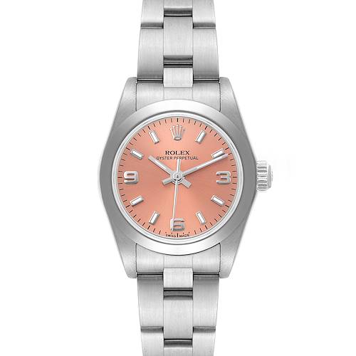 Photo of Rolex Oyster Perpetual Salmon Dial Smooth Bezel Steel Ladies Watch 76080