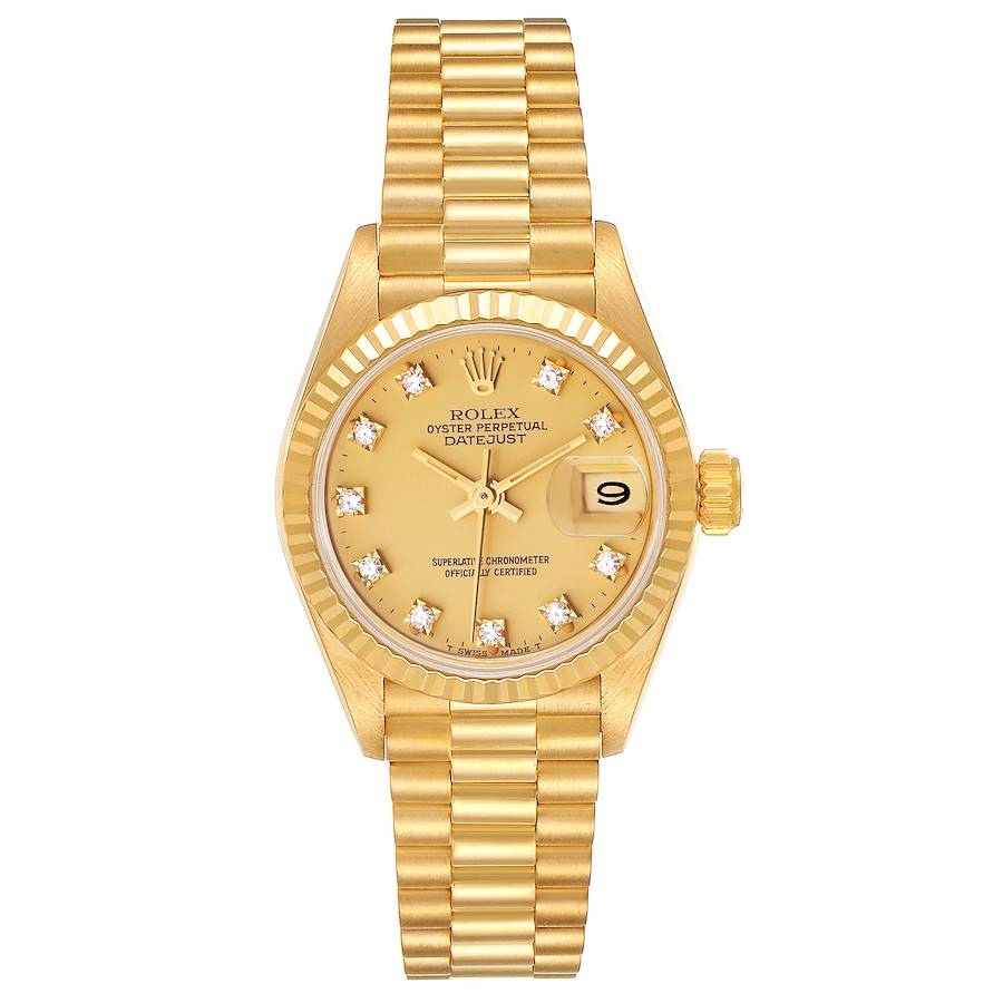 Rolex President Datejust Yellow Gold Diamond Dial Ladies Watch 69178