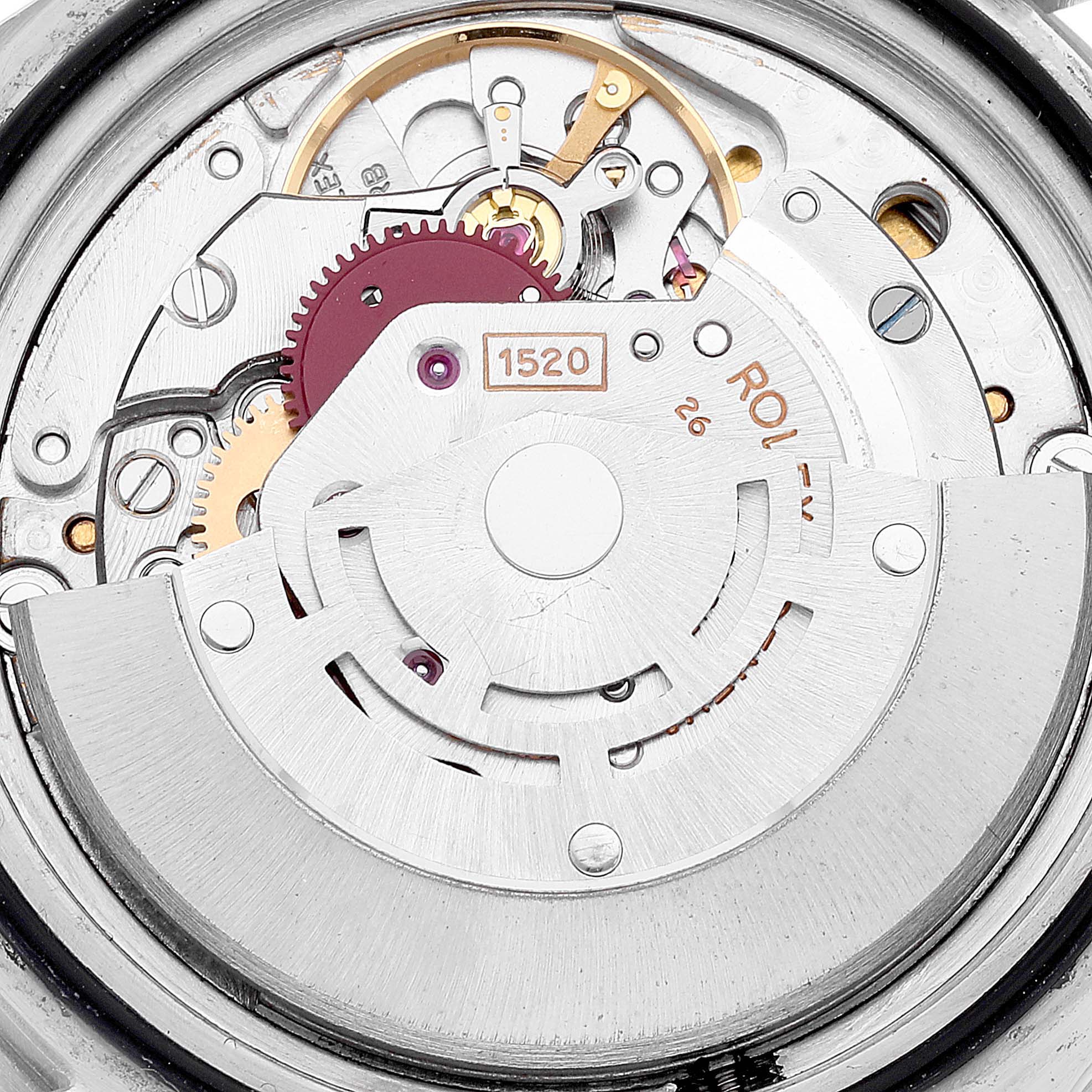 The image shows the internal watch movement of a Rolex Submariner 5513 Men's Stainless Steel Black Dial 5513 Men's Stainless Steel Black Dial model from a top-down angle.