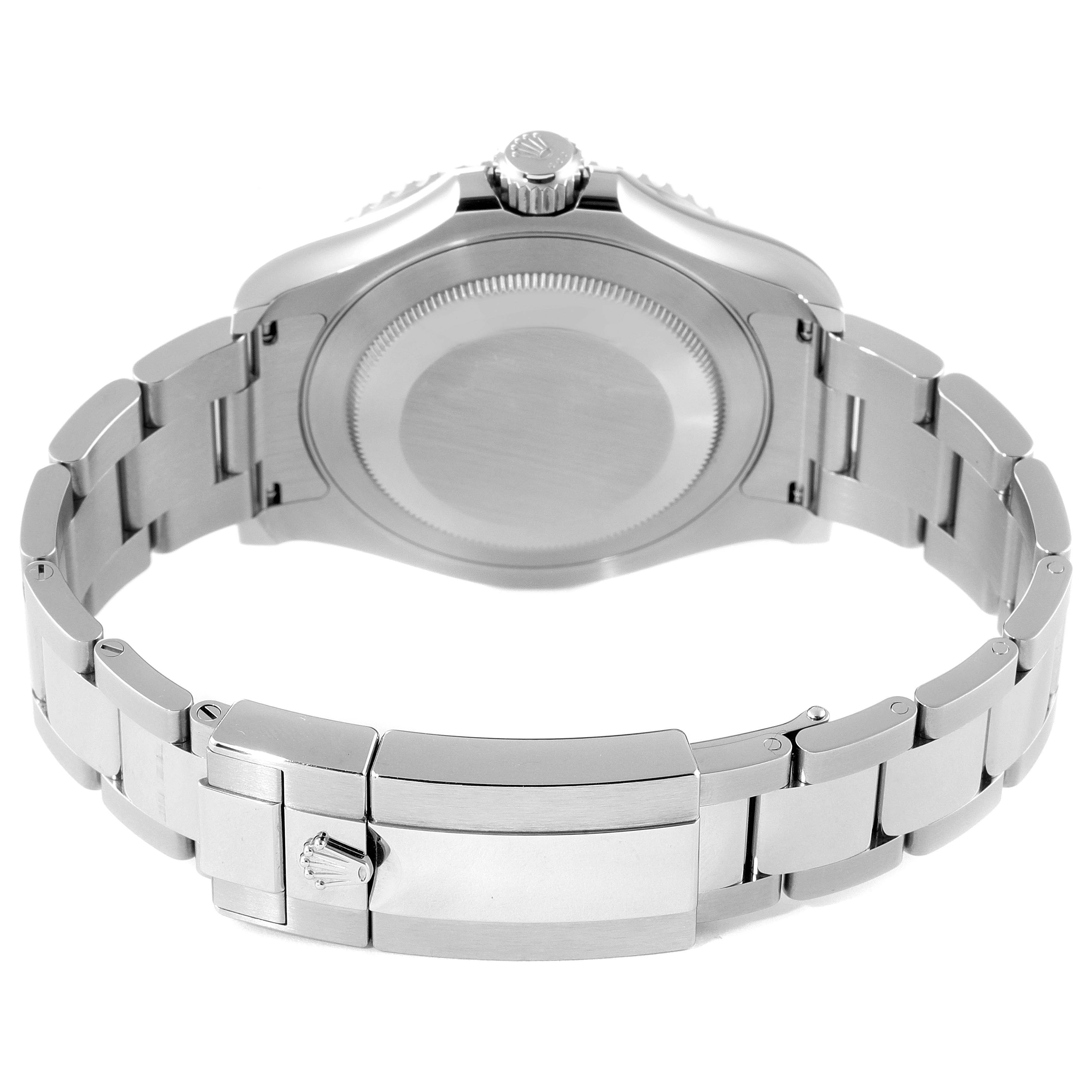 The image shows the back view of a Rolex Yacht-Master 126622 Men
s Stainless Steel Blue Dial 126622 Men
s Stainless Steel Blue Dial watch, focusing on the bracelet and clasp.