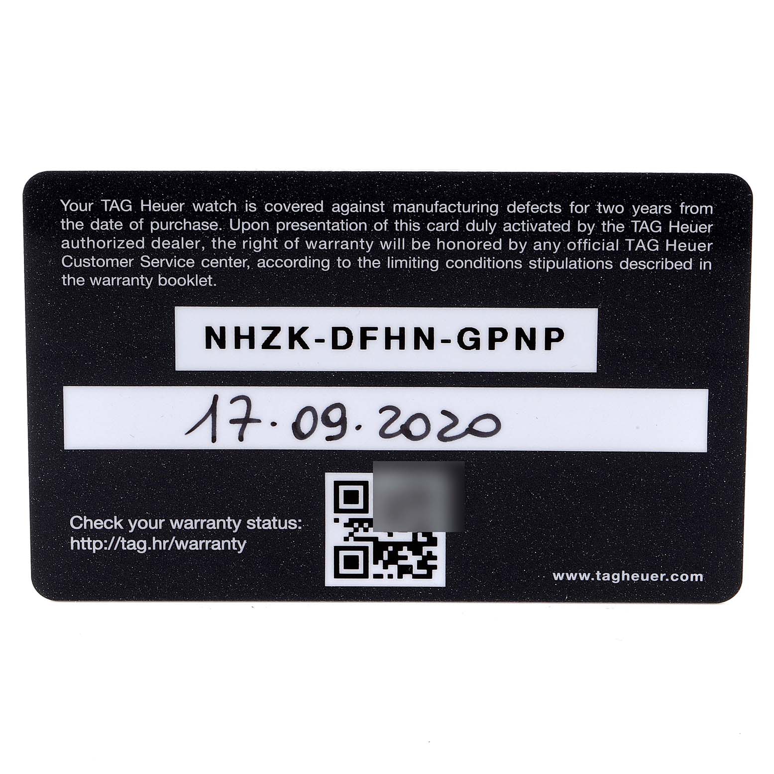 This image shows the warranty card for the Tag Heuer Monaco CBL2111.FC6453 Men's Stainless Steel Blue Dial CBL2111.FC6453 Men's Stainless Steel Blue Dial model watch.