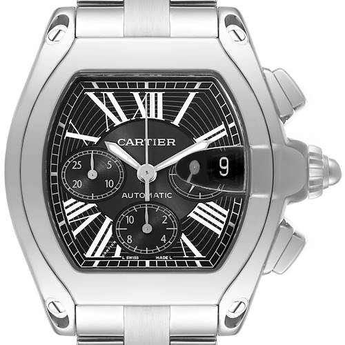 Photo of Cartier Roadster XL Chronograph Steel Mens Watch W62020X6 Papers