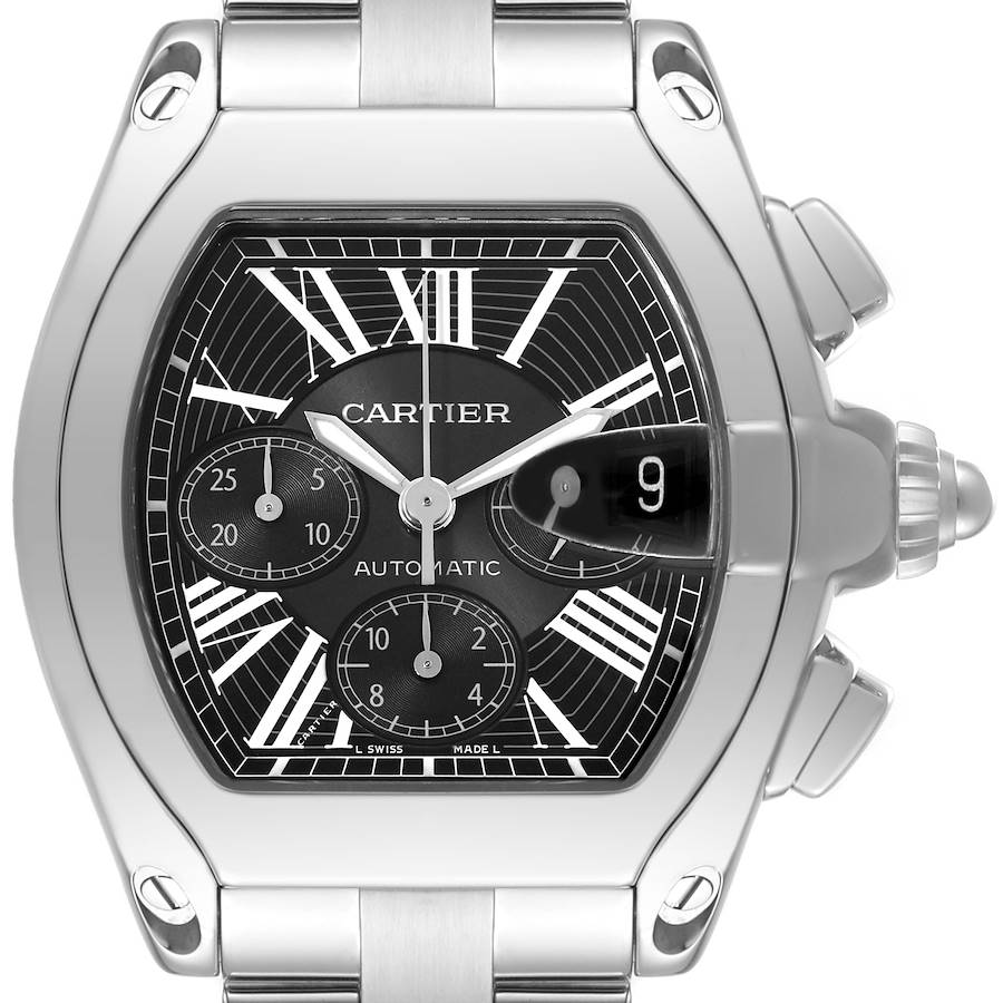 Cartier Roadster XL Chronograph Steel Mens Watch W62020X6 Papers SwissWatchExpo