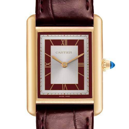 Photo of Cartier Tank Louis Large Yellow Gold Burgundy Dial Mens Watch WGTA0190