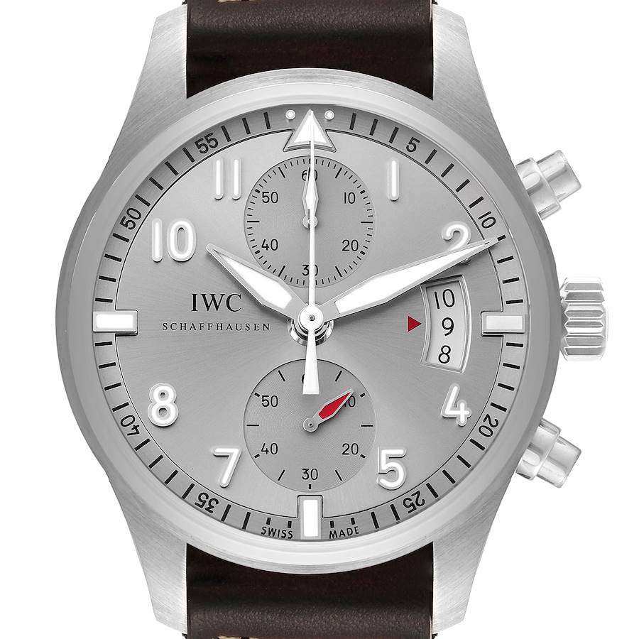 IWC Pilot Spitfire Ju Air Chronograph Silver Dial Mens Watch IW387809 SwissWatchExpo