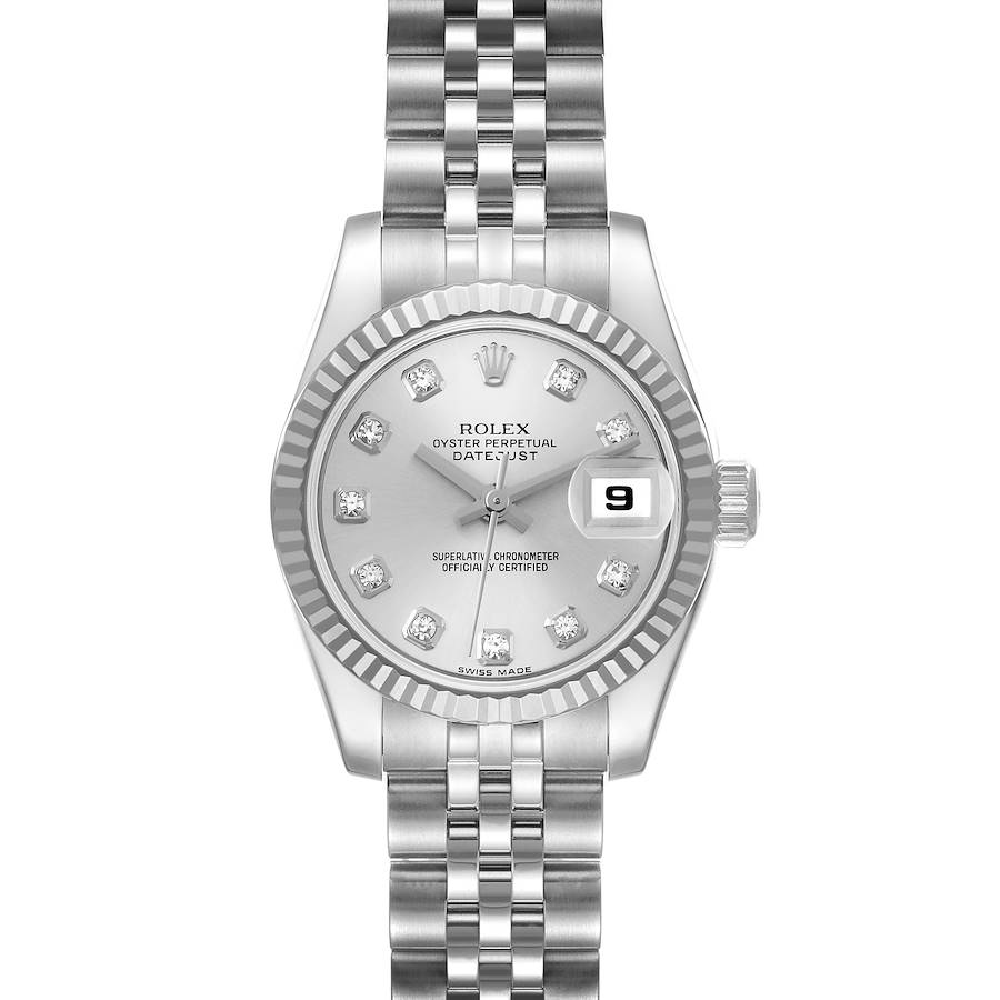 Rolex Datejust Steel White Gold Diamond Dial Ladies Watch 179174 Box Card SwissWatchExpo