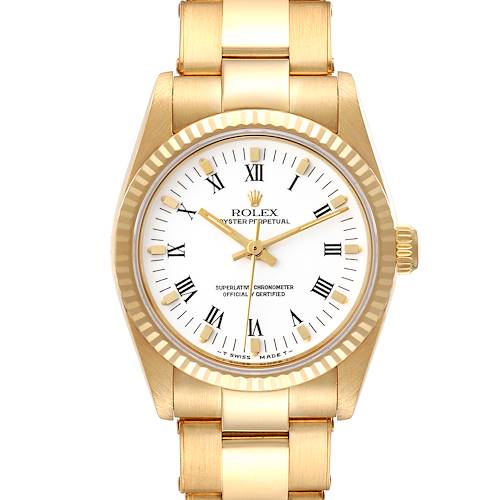 Photo of Rolex Oyster Perpetual Midsize White Dial Yellow Gold Ladies Watch 67518