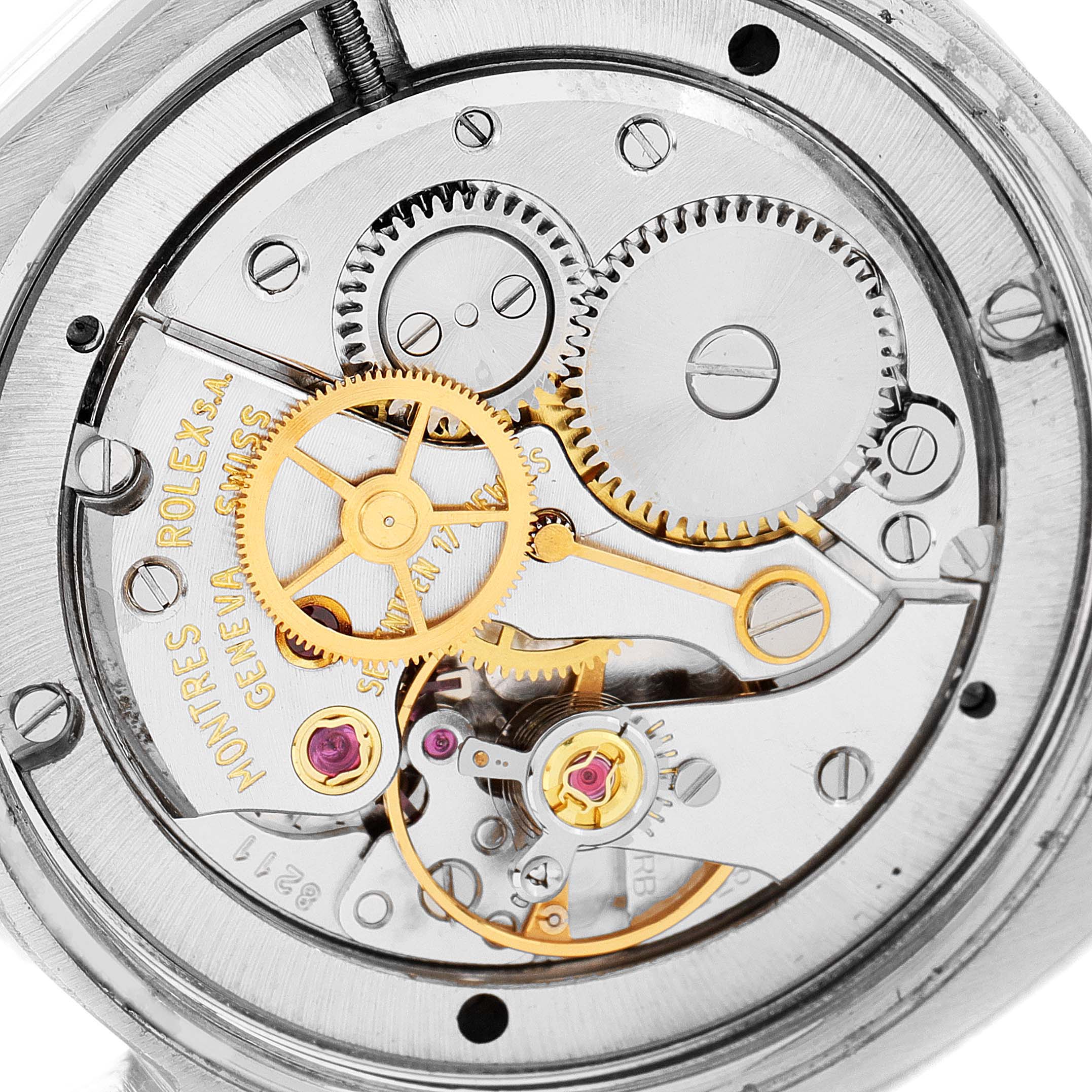 This image shows the intricate internal mechanism of a Rolex Vintage Collection 6694 Men's Stainless Steel Black Dial 6694 Men's Stainless Steel Black Dial model watch viewed from the back.