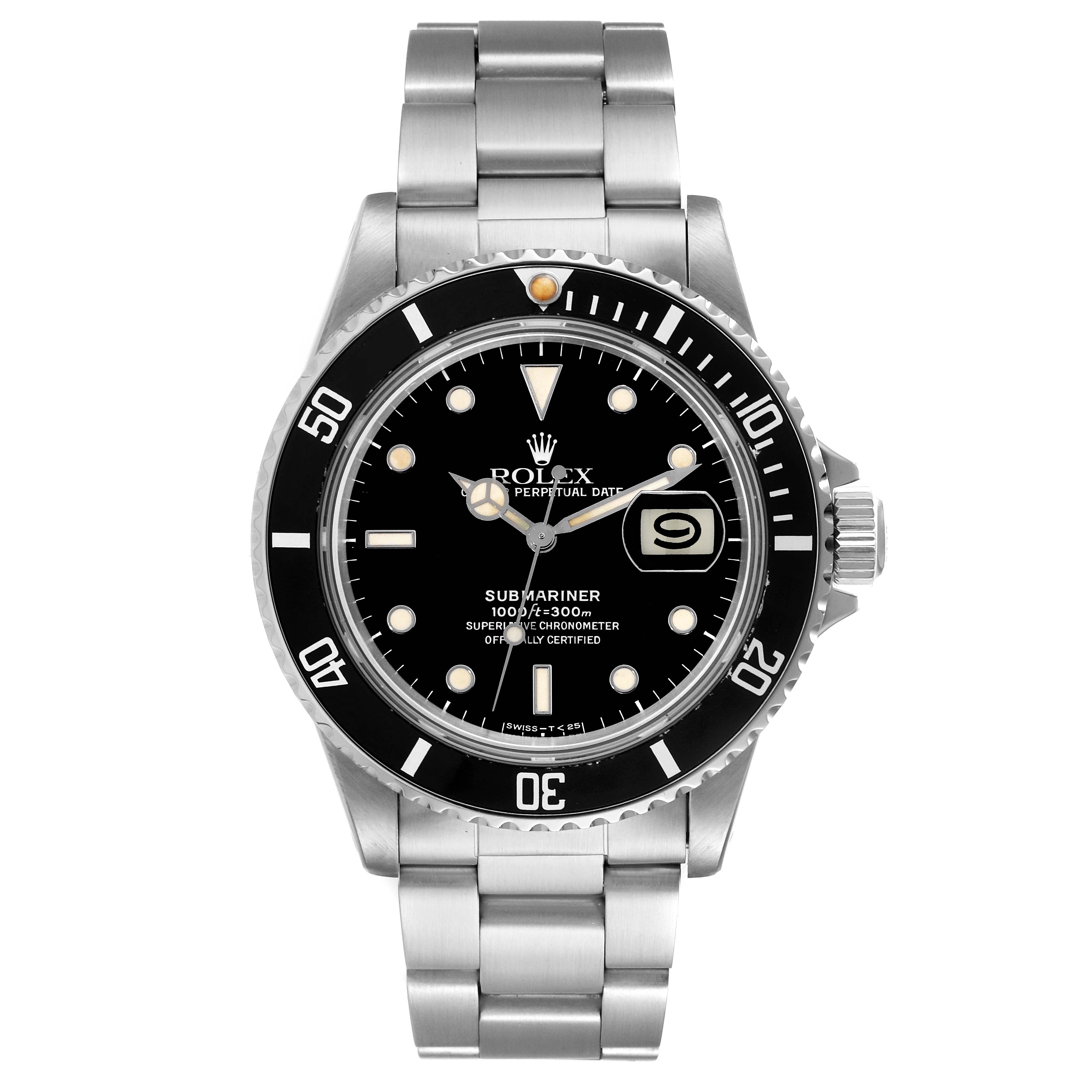 The Rolex Vintage Collection 16800 Men's Stainless Steel Black Dial 16800 Men's Stainless Steel Black Dial model watch is shown from the front, displaying the dial, bezel, and band.