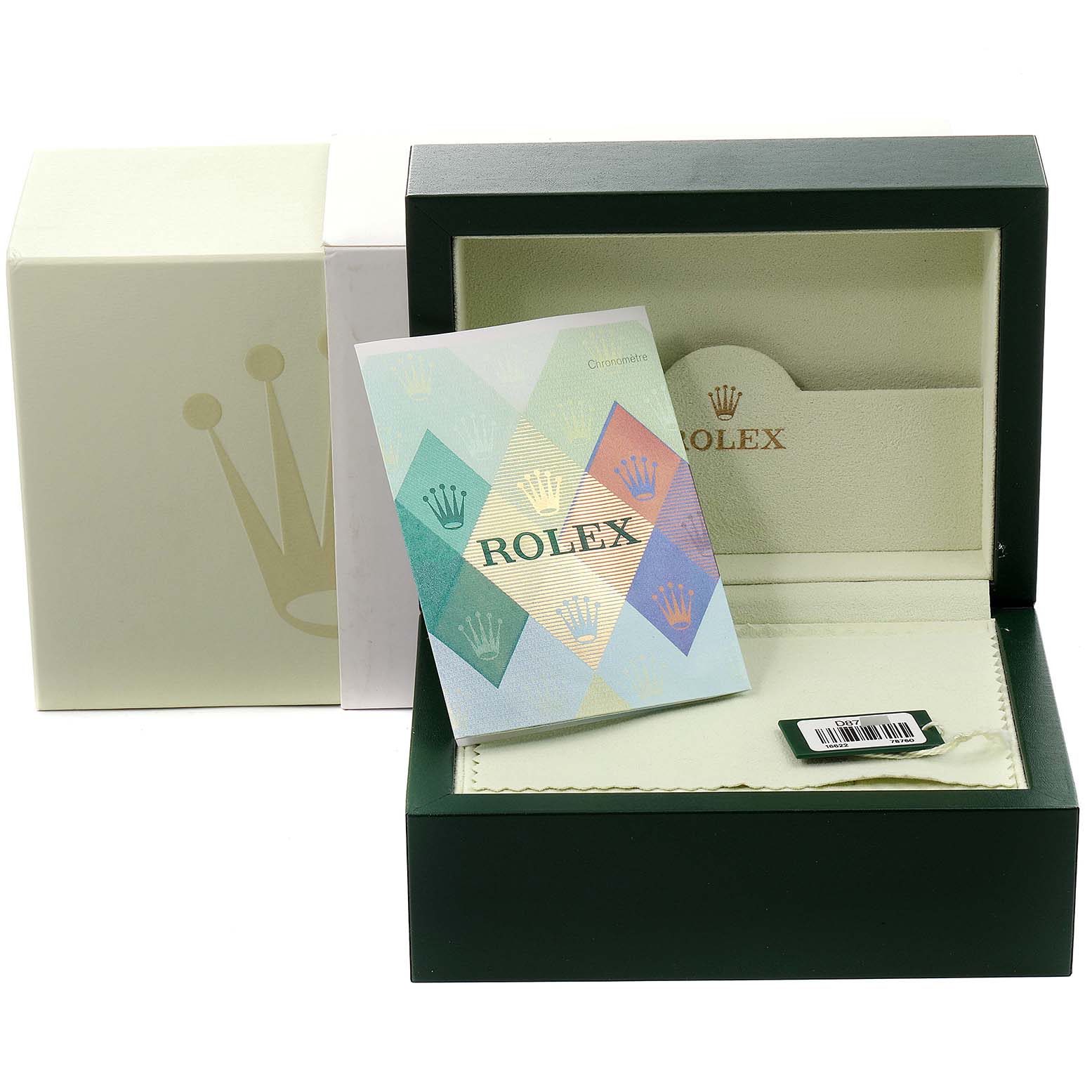 The image shows the open presentation box and booklet for a Rolex Yacht-Master 16622 Men
s Stainless Steel Silver Dial 16622 Men
s Stainless Steel Silver Dial watch.