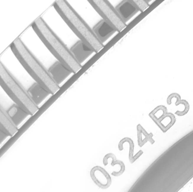 The image shows a close-up of the bezel and engraved number on a Breitling Superocean AB0162 Men's Stainless Steel Blue Dial AB0162 Men's Stainless Steel Blue Dial watch.