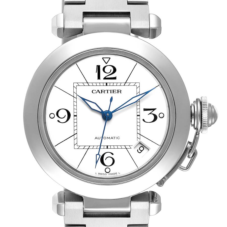 Cartier Pasha C White Dial Automatic Steel Unisex Watch W31074M7 Box Papers SwissWatchExpo