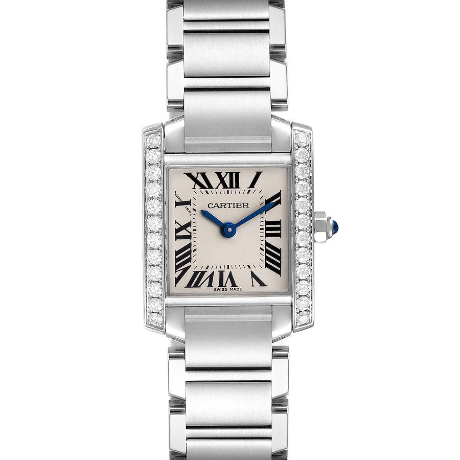 Cartier Tank Francaise Steel Silver Dial Diamond Ladies Watch W4TA0008 SwissWatchExpo