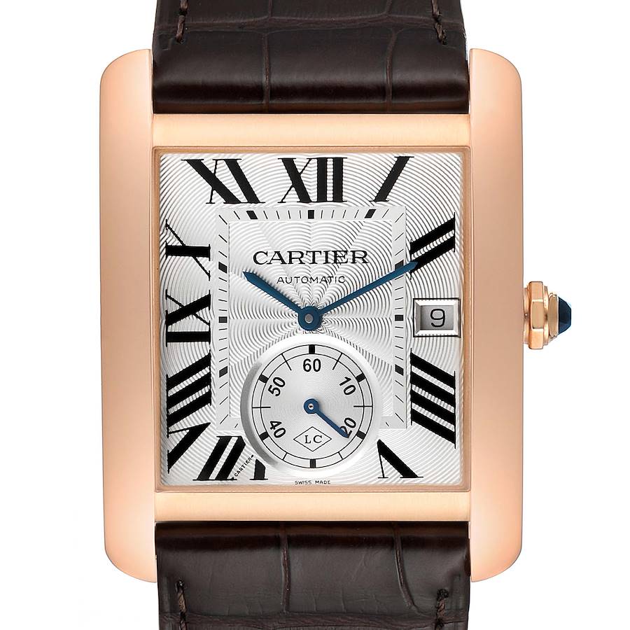 Cartier Tank MC Rose Gold Silver Dial Mens Watch W5330001 Box Papers SwissWatchExpo