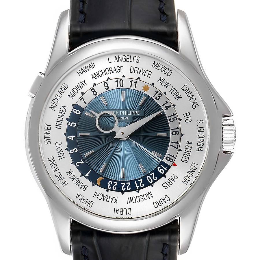 Patek Philippe World Time Complications Platinum Mens Watch 5130 Box Papers SwissWatchExpo