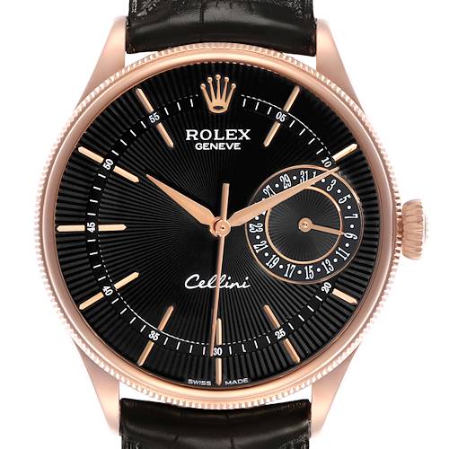 Photo of Rolex Cellini Date Rose Gold Black Dial Mens Watch 50515