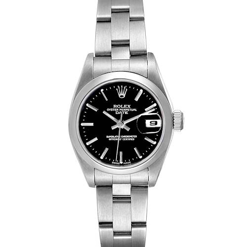 Photo of Rolex Date Black Dial Oyster Bracelet Steel Ladies Watch 69160
