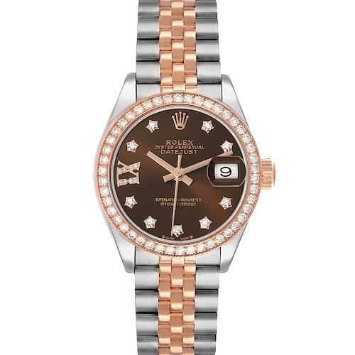 Photo of Rolex Datejust 28 Steel Rose Gold Diamond Ladies Watch 279381